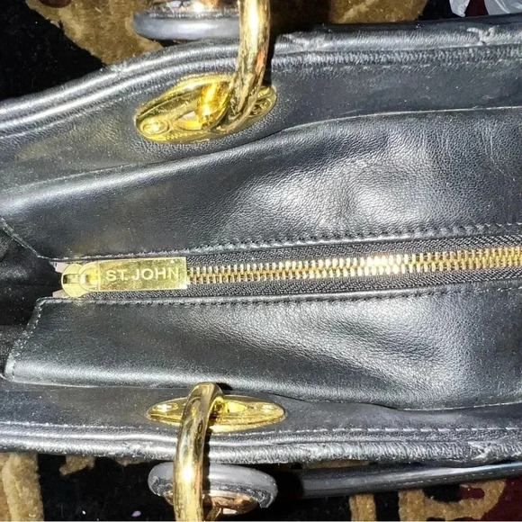 St. John Women's Black Leather Quilted Handbag
Purse Gold Tone hardware W/ Charm - Picture 12 of 16